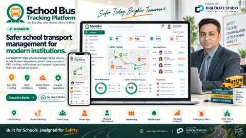 School Bus Tracking Platform product showcase: interactive prototype interface presentation