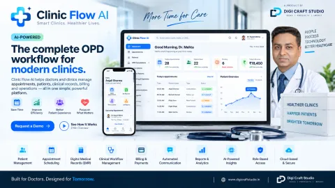 Clinic Flow AI product interface concept artwork